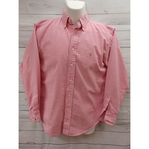 Ralph Lauren Mens Shirt  Sz 4 Pink Oxford Classic Fit Long Sleeve Button Down - Picture 1 of 12